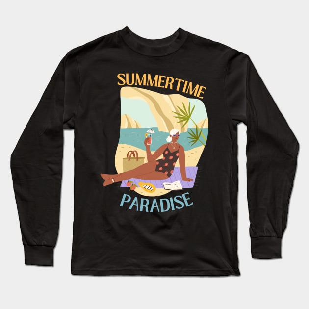 Summertime paradise fun vacation lover beach girl Long Sleeve T-Shirt by BoogieCreates